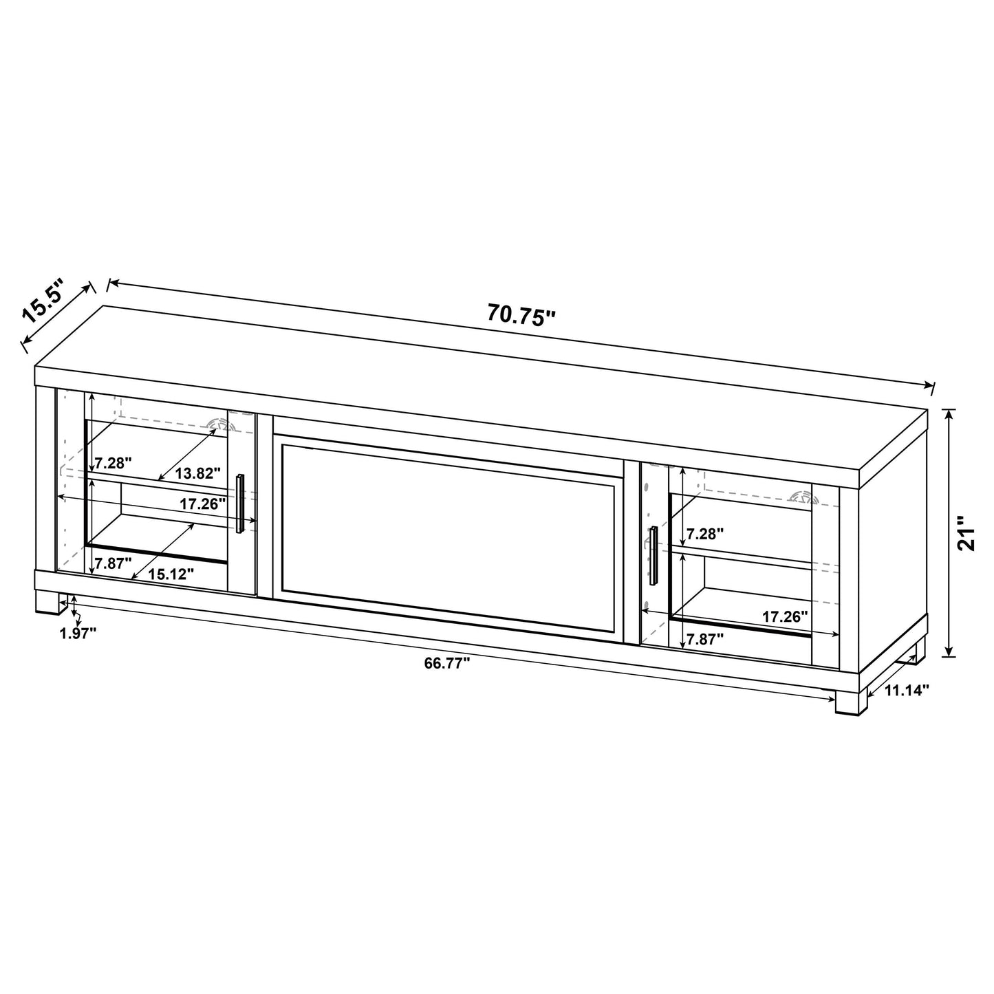Meuble TV Havering 71 pouces avec cheminée et console multimédia en pin foncé