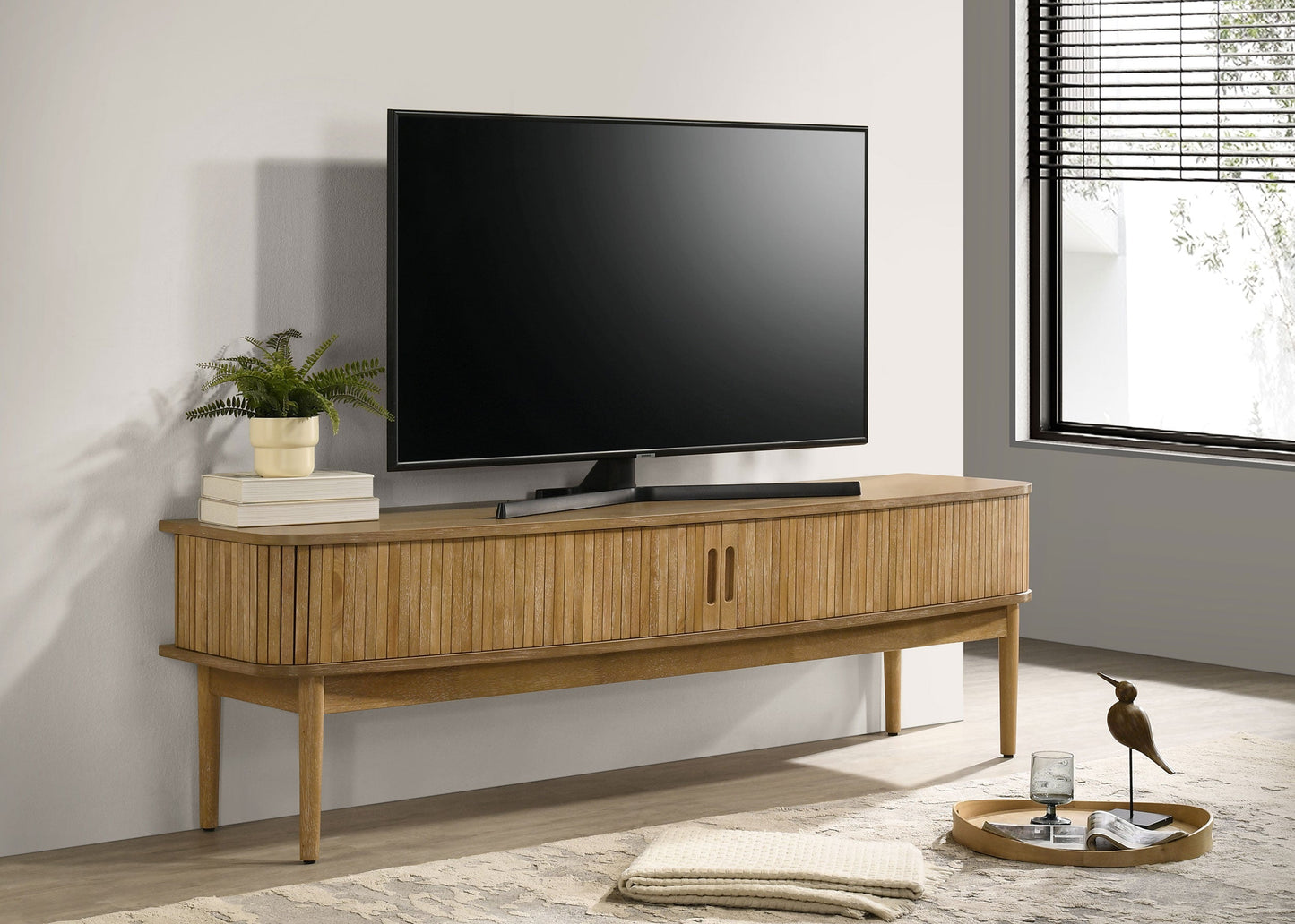 Meuble TV Croyden 71 pouces, console multimédia, patiné naturel