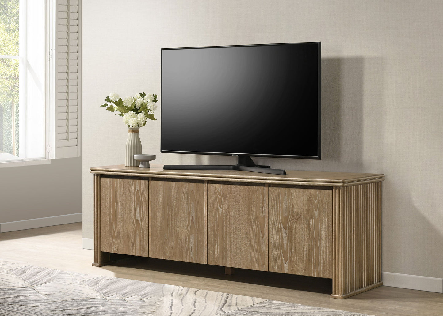 Meuble TV Adina 70 pouces, console multimédia, marron clair vieilli