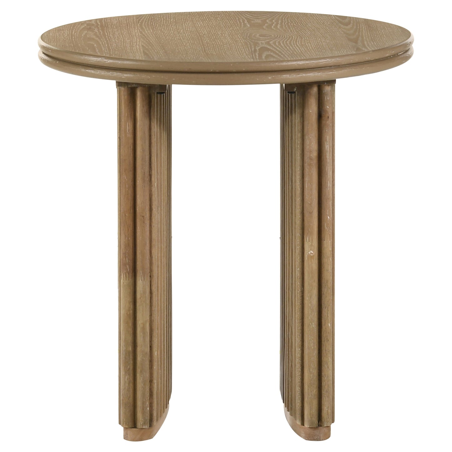 Table d'appoint ronde en bois Adina, marron clair vieilli