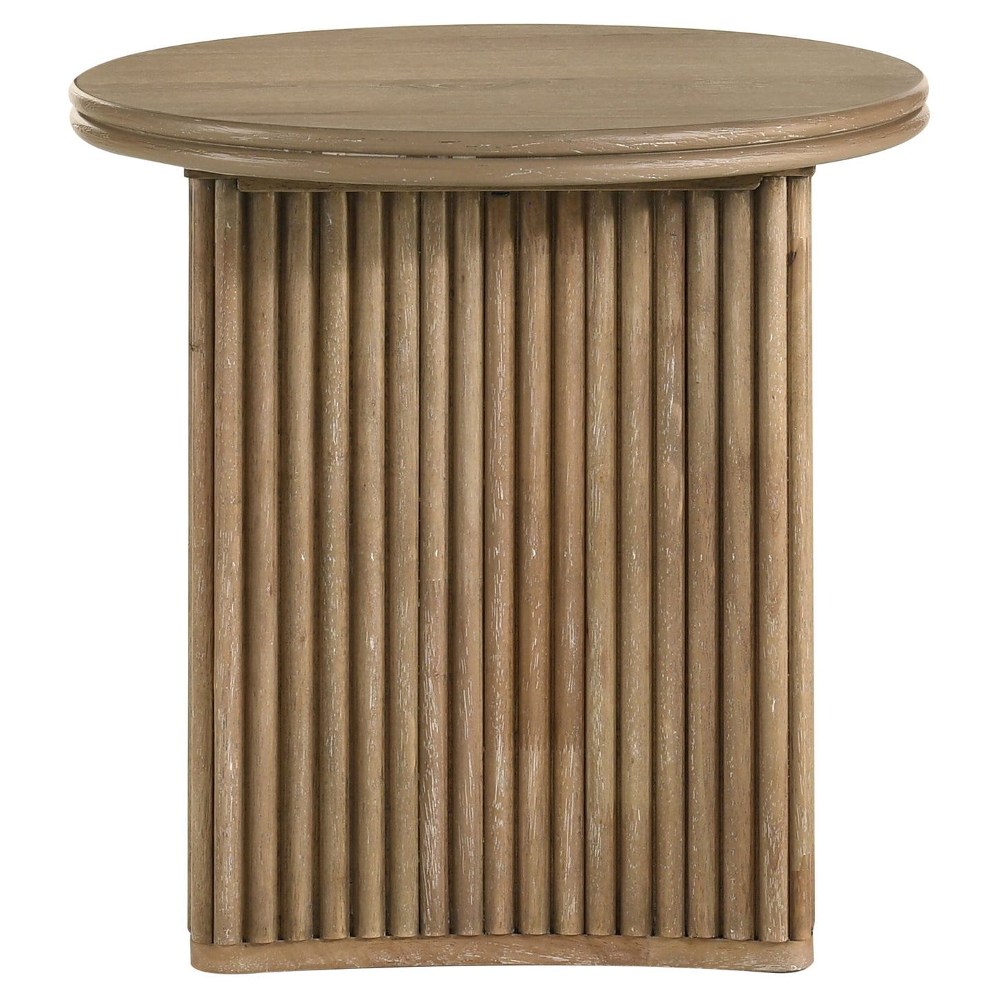 Table d'appoint ronde en bois Adina, marron clair vieilli