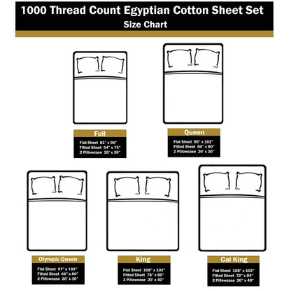 Parure de draps en coton égyptien de qualité supérieure 1000 fils au pouce carré, à poches profondes et à motif uni