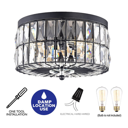Plafonnier encastré à 2 ampoules en cristal incandescent C Cattleya