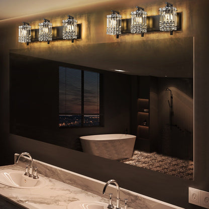 Applique murale en cristal à 3 lumières pour miroir de salle de bain moderne et glamour