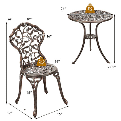Ensemble de bistrot d'extérieur 3 pièces, ensemble de meubles de patio, ensemble table et chaises