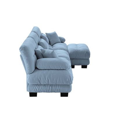 Canapé modulable 3 places, canapé profond en forme de nuage en L avec pouf convertible pour le salon