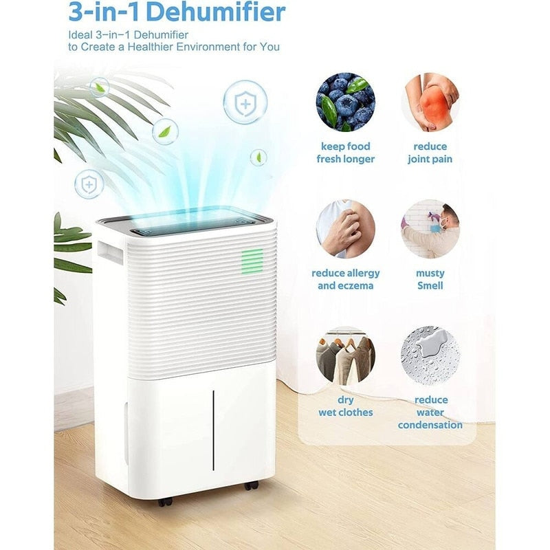 Déshumidificateurs de 3 500 pi² pour sous-sols, maisons, grandes pièces et chambres à coucher, déshumidificateur de garage à faible bruit