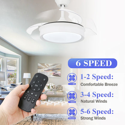 Ventilateur de plafond rétractable moderne Bella Depot 36 avec éclairage LED, pales réversibles à 6 vitesses et télécommande