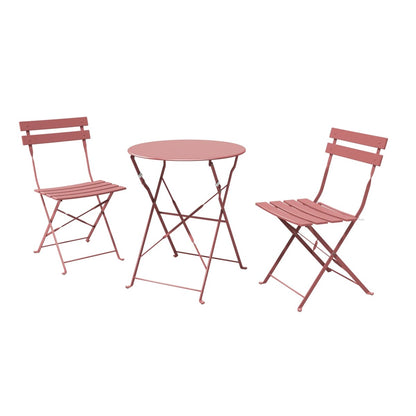 Ensemble bistrot pliant en métal 3 pièces, résistant aux intempéries, pour l'extérieur et l'intérieur, idéal pour la terrasse, la cour et le jardin.
