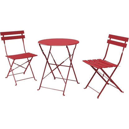 Ensemble bistrot pliant en métal 3 pièces, résistant aux intempéries, pour l'extérieur et l'intérieur, idéal pour la terrasse, la cour et le jardin.