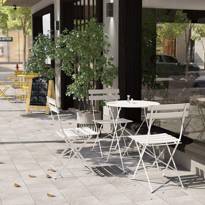 Ensemble bistrot pliant en métal 3 pièces, résistant aux intempéries, pour l'extérieur et l'intérieur, idéal pour la terrasse, la cour et le jardin.