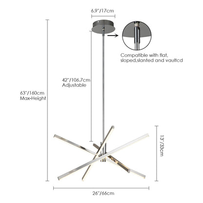 Lustre LED moderne en aluminium noir/doré, plafonnier linéaire Spoutnik pour salon/salle à manger/cuisine