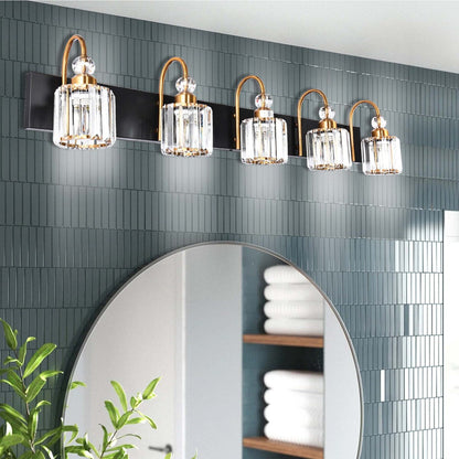 Applique murale moderne en cristal pour salle de bain, éclairage de vanité, chrome/noir/doré