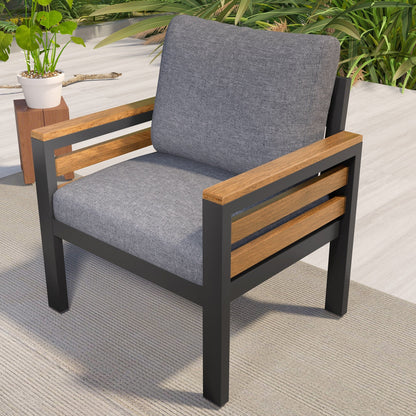 Ensemble de canapés d'extérieur 4 pièces pour 5 personnes avec coussin amovible et table basse en bois massif