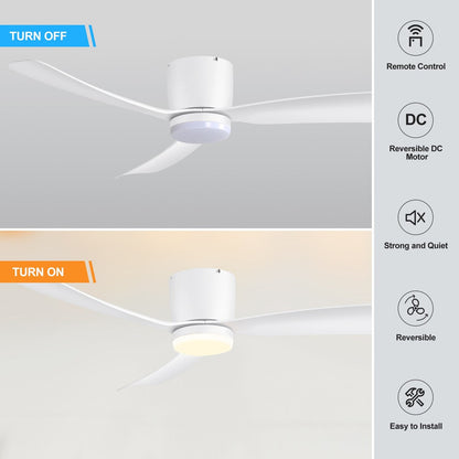 Ventilateur de plafond encastré à DEL noir/blanc de 52 pouces avec télécommande (3 pales)