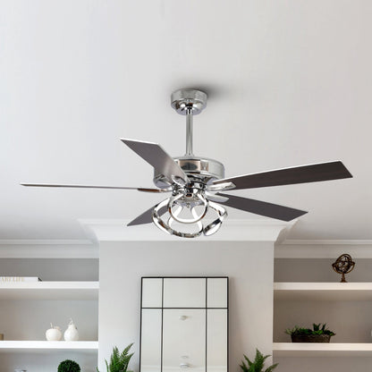 Ventilateur de plafond LED d'intérieur moderne chromé/noir à intensité variable avec lumière et télécommande