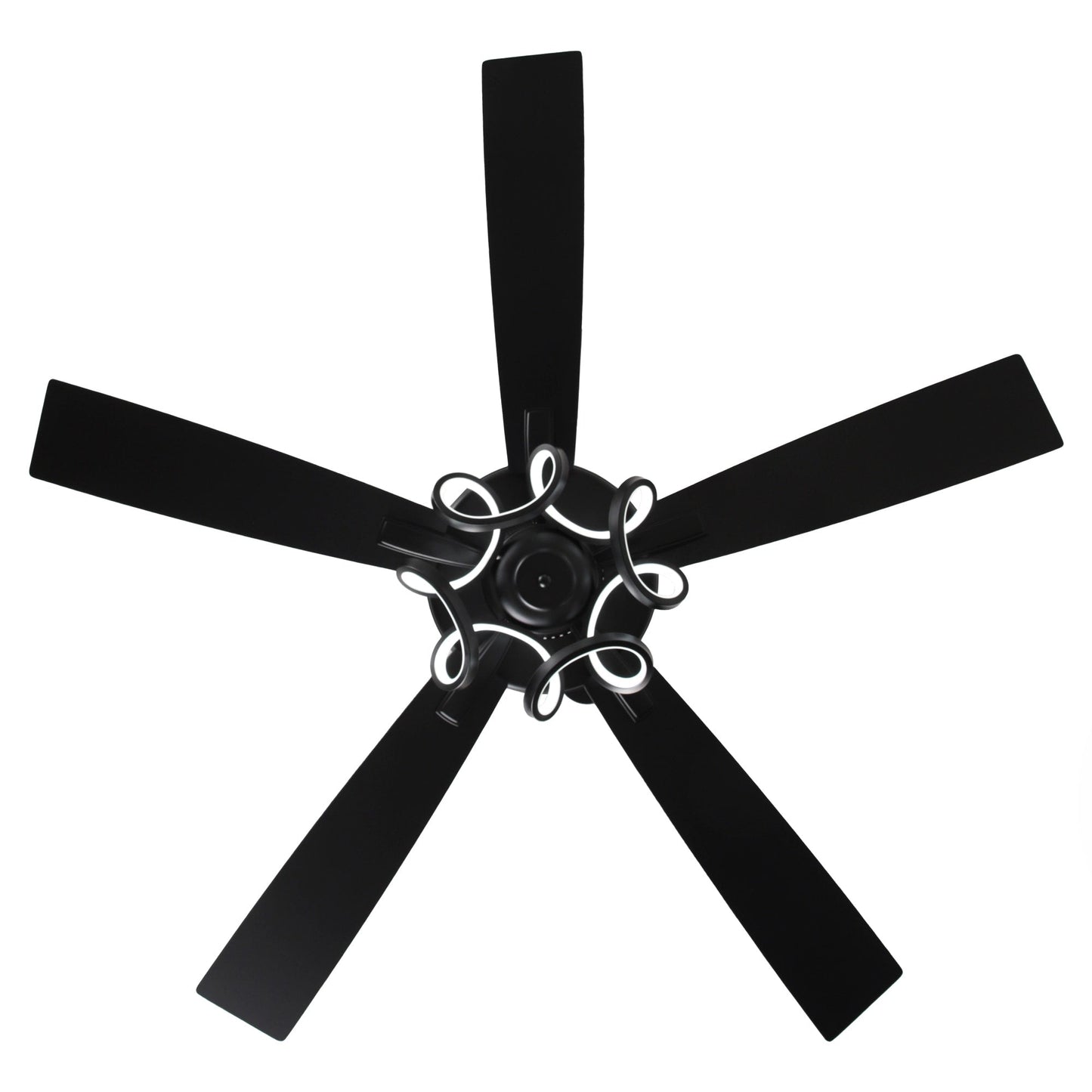 Ventilateur de plafond LED d'intérieur moderne chromé/noir à intensité variable avec lumière et télécommande