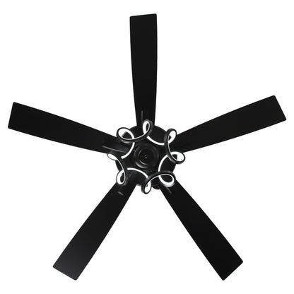 Ventilateur de plafond LED d'intérieur moderne chromé/noir à intensité variable avec lumière et télécommande