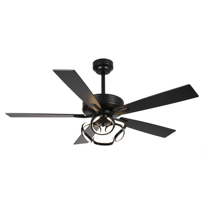 Ventilateur de plafond LED d'intérieur moderne chromé/noir à intensité variable avec lumière et télécommande