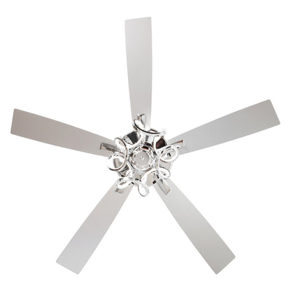Ventilateur de plafond LED d'intérieur moderne chromé/noir à intensité variable avec lumière et télécommande