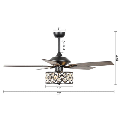 Ventilateur de plafond moderne à 4 lumières avec télécommande