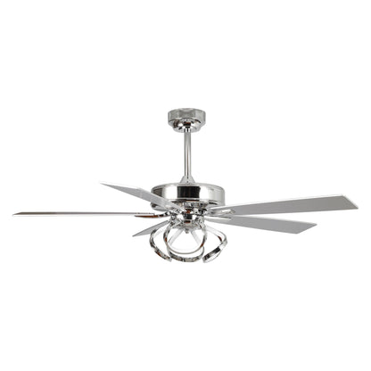 Ventilateur de plafond LED d'intérieur moderne chromé/noir à intensité variable avec lumière et télécommande