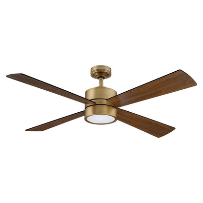 Ventilateur de plafond d'intérieur à 4 pales en laiton antique avec éclairage et télécommande