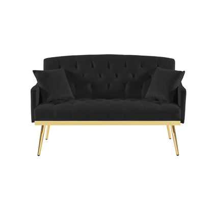 Canapé 2 places en velours 55,5 avec 2 coussins, design contemporain et montage facile