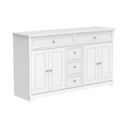 Buffet blanc laqué de 59,1 pouces, style contemporain et moderne du milieu du siècle