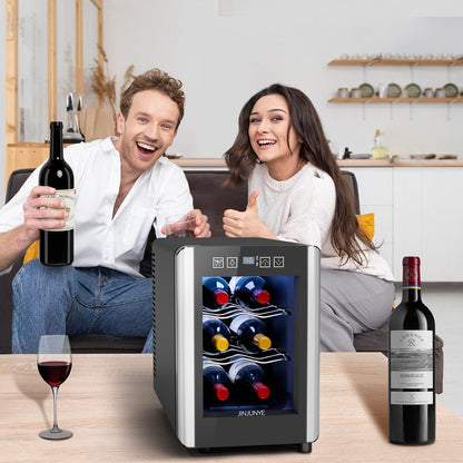 Réfrigérateur à vin 6 bouteilles (8-18 °C), mini-refroidisseur à boissons autonome pour l'été, refroidisseur à vin avec contrôle de la température