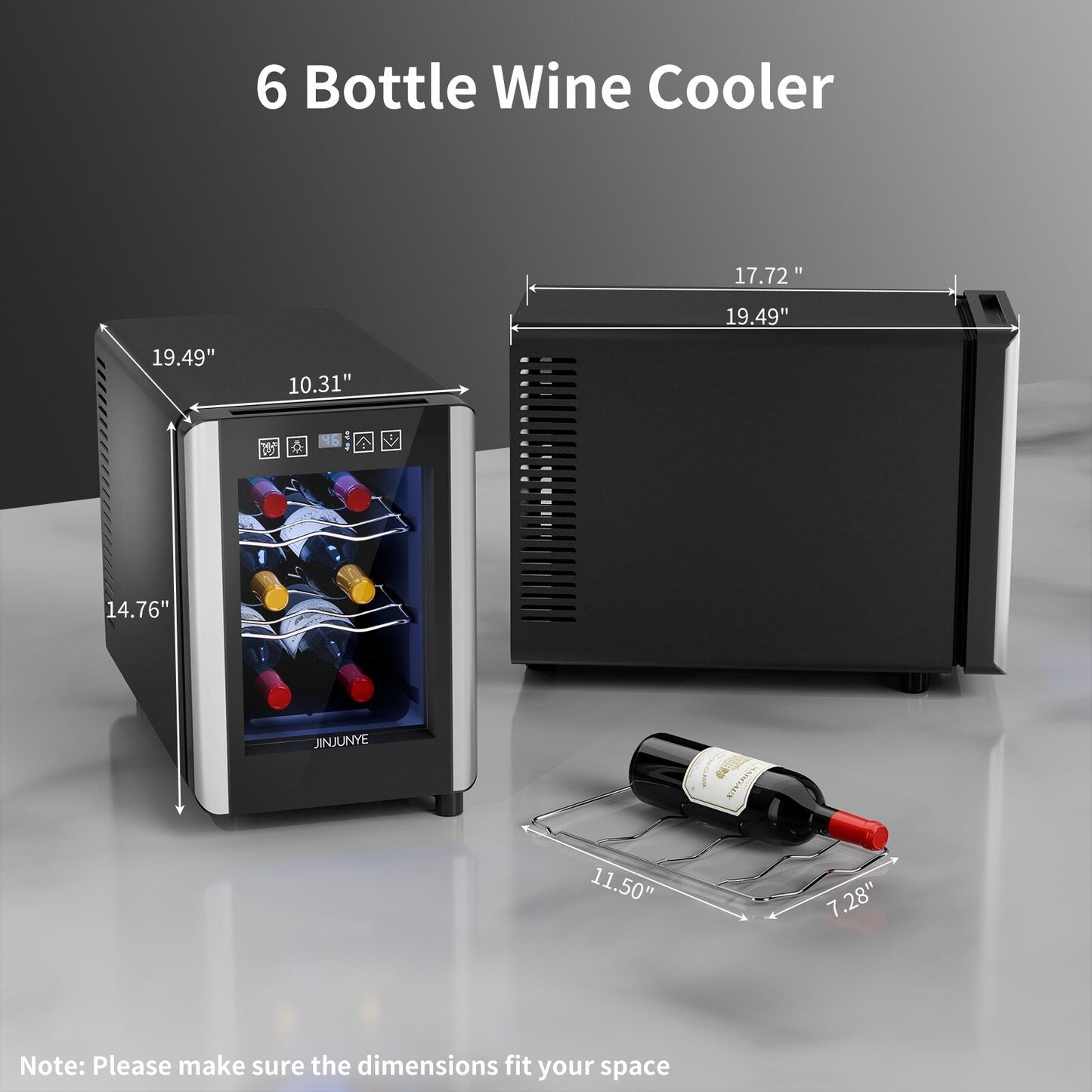Réfrigérateur à vin 6 bouteilles (8-18 °C), mini-refroidisseur à boissons autonome pour l'été, refroidisseur à vin avec contrôle de la température