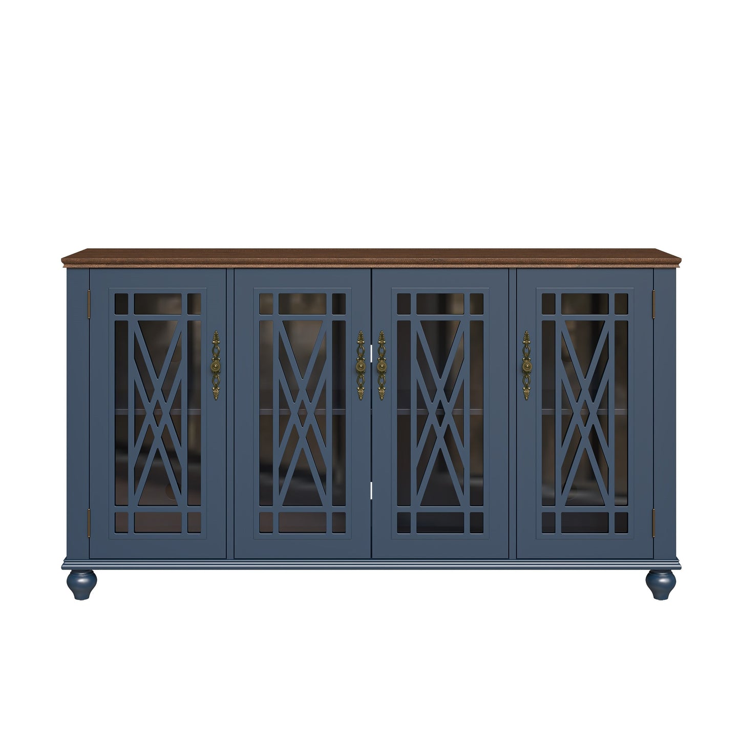 Buffet d'appoint de cuisine en bois de style vintage de 63 po de largeur