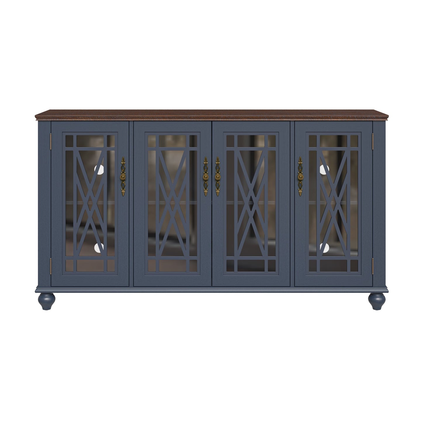 Buffet d'appoint de cuisine en bois de style vintage de 63 po de largeur