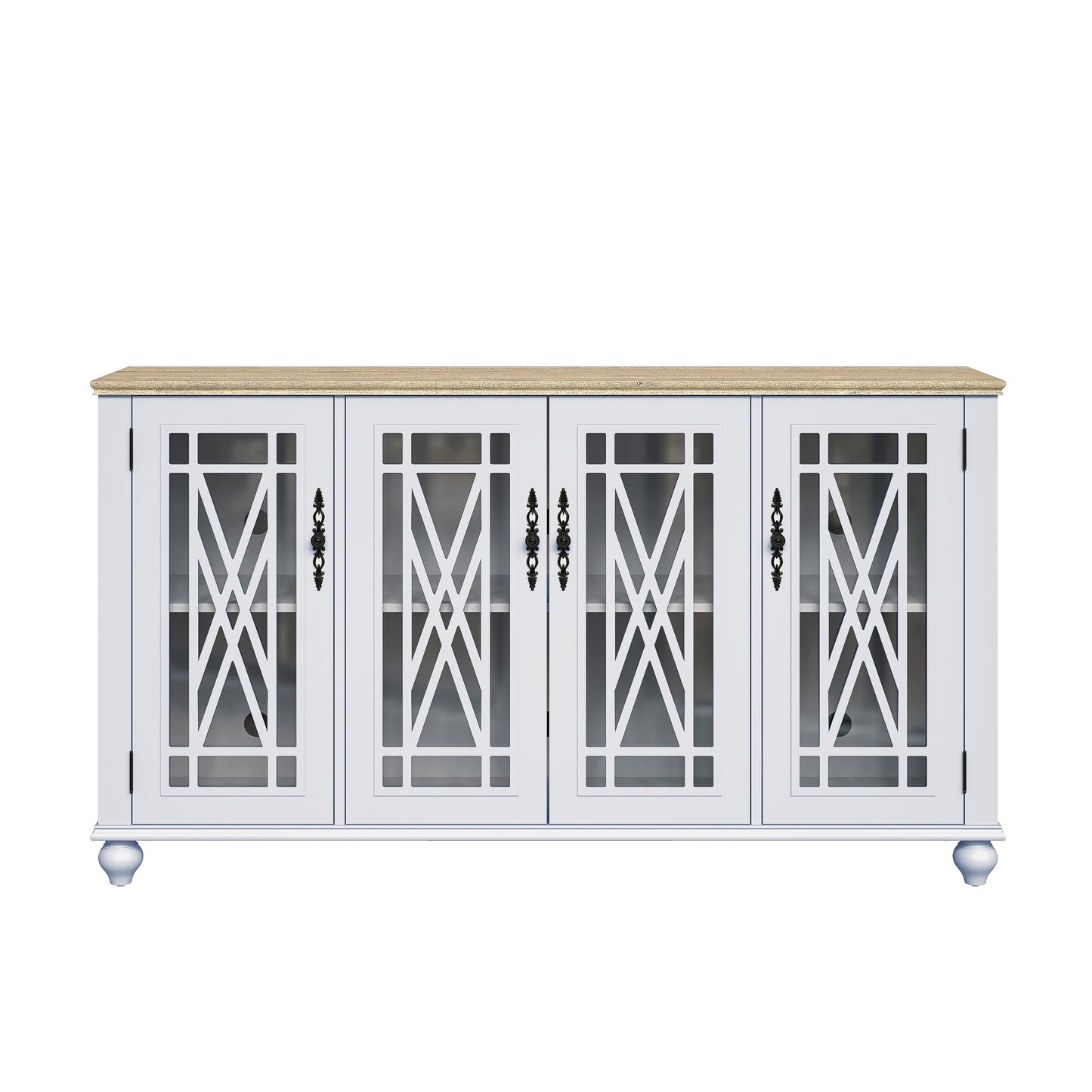 Buffet d'appoint de cuisine en bois de style vintage de 63 po de largeur