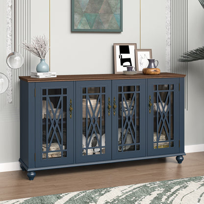Buffet d'appoint de cuisine en bois de style vintage de 63 po de largeur