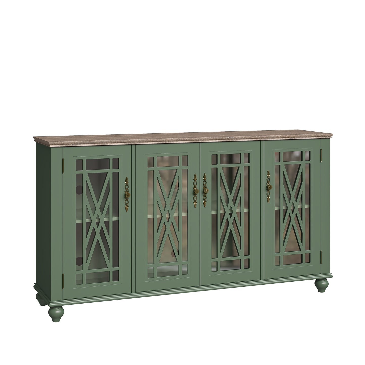 Buffet d'appoint de cuisine en bois de style vintage de 63 po de largeur