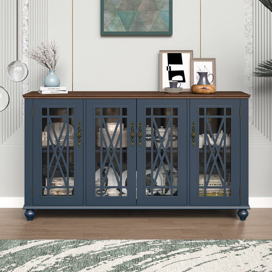Buffet d'appoint de cuisine en bois de style vintage de 63 po de largeur