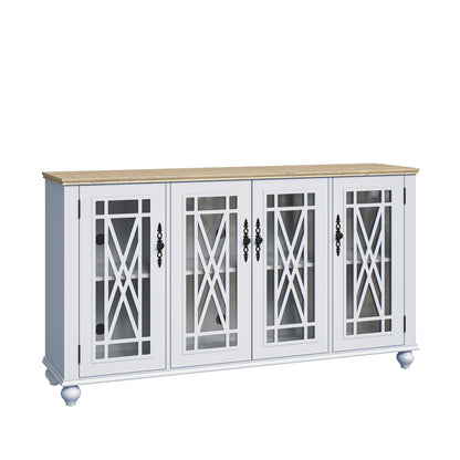 Buffet d'appoint de cuisine en bois de style vintage de 63 po de largeur