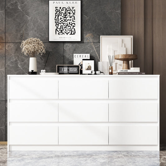 Commode d'appoint à 9 tiroirs 63W pour salon, chambre à coucher