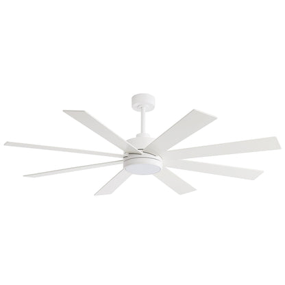 Ventilateur de plafond LED noir à 8 pales de 65 pouces avec éclairage et télécommande
