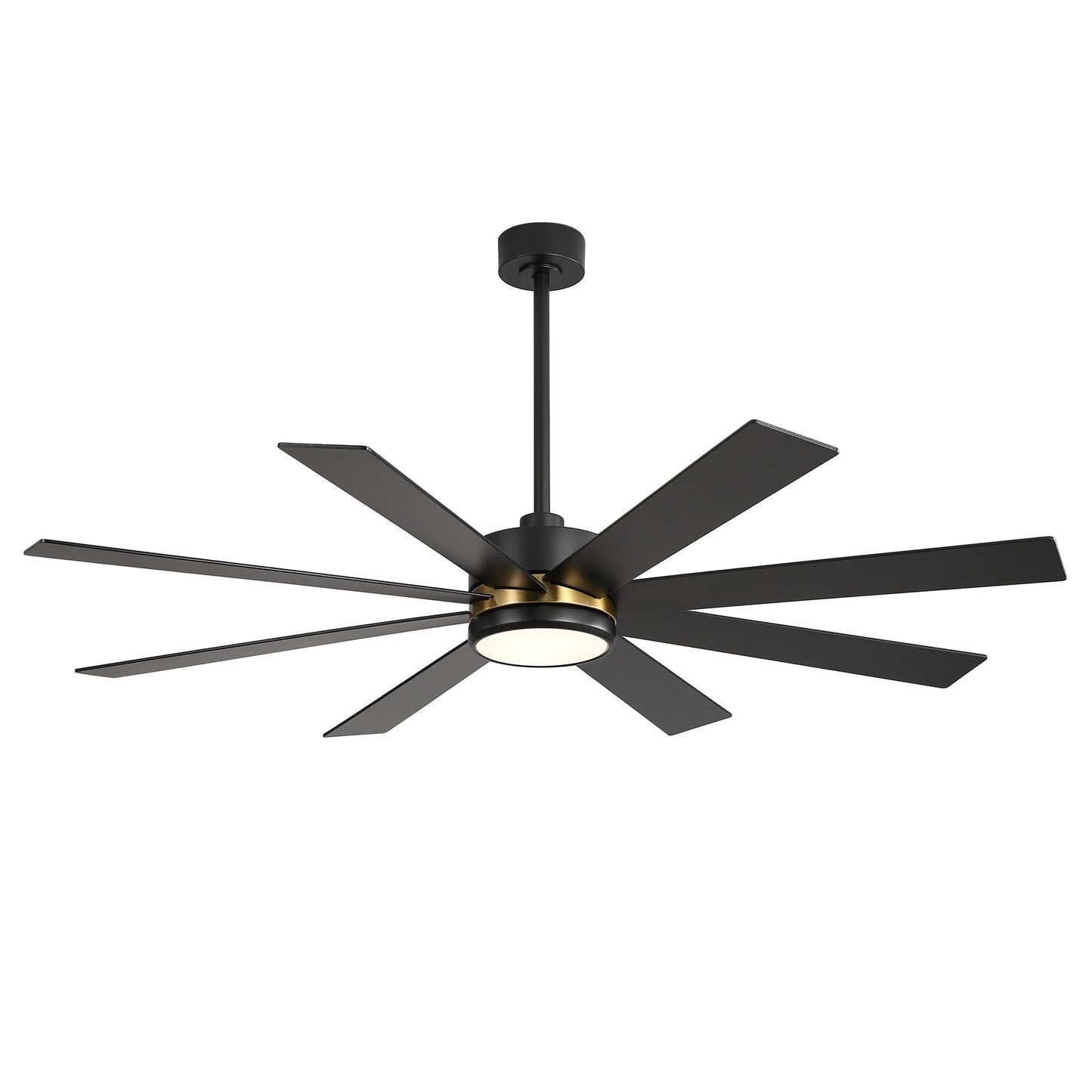 Ventilateur de plafond LED noir à 8 pales de 65 pouces avec éclairage et télécommande