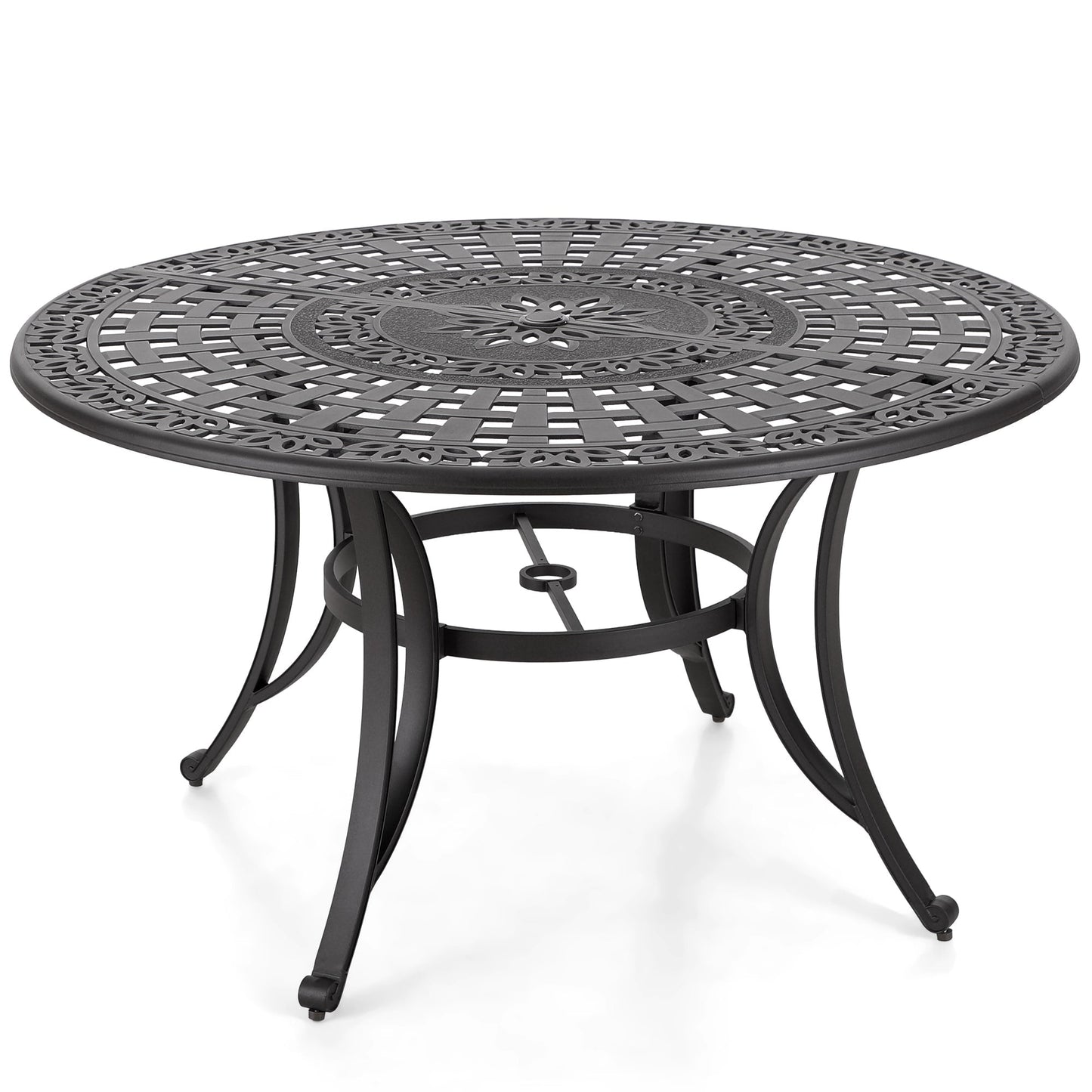 Ensemble de salle à manger/salle à manger de patio en aluminium moulé MAISON ARTS avec table à manger ronde et 6 chaises de patio en aluminium moulé