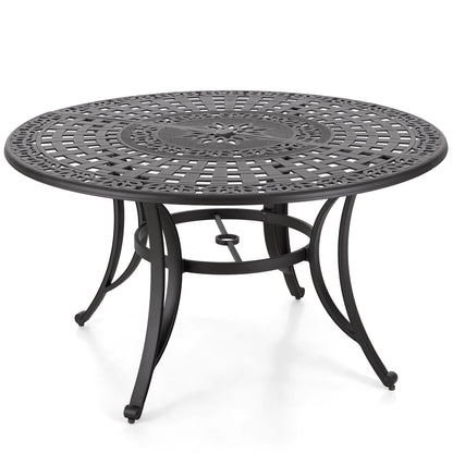 Ensemble de salle à manger/salle à manger de patio en aluminium moulé MAISON ARTS avec table à manger ronde et 6 chaises de patio en aluminium moulé