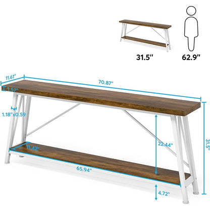 Table console d'entrée extra-longue de 70,9 pouces, style industriel