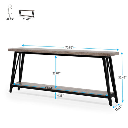 Table console d'entrée extra-longue de 70,9 pouces, style industriel