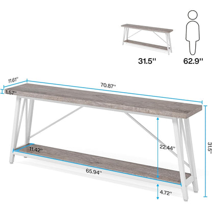 Table console d'entrée extra-longue de 70,9 pouces, style industriel