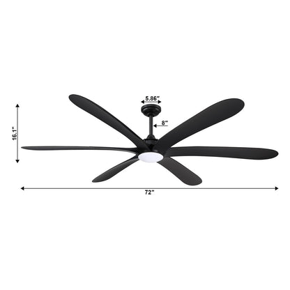 Grand ventilateur de plafond à courant continu à 6 pales en bois flotté de 72 pouces avec lumière et télécommande