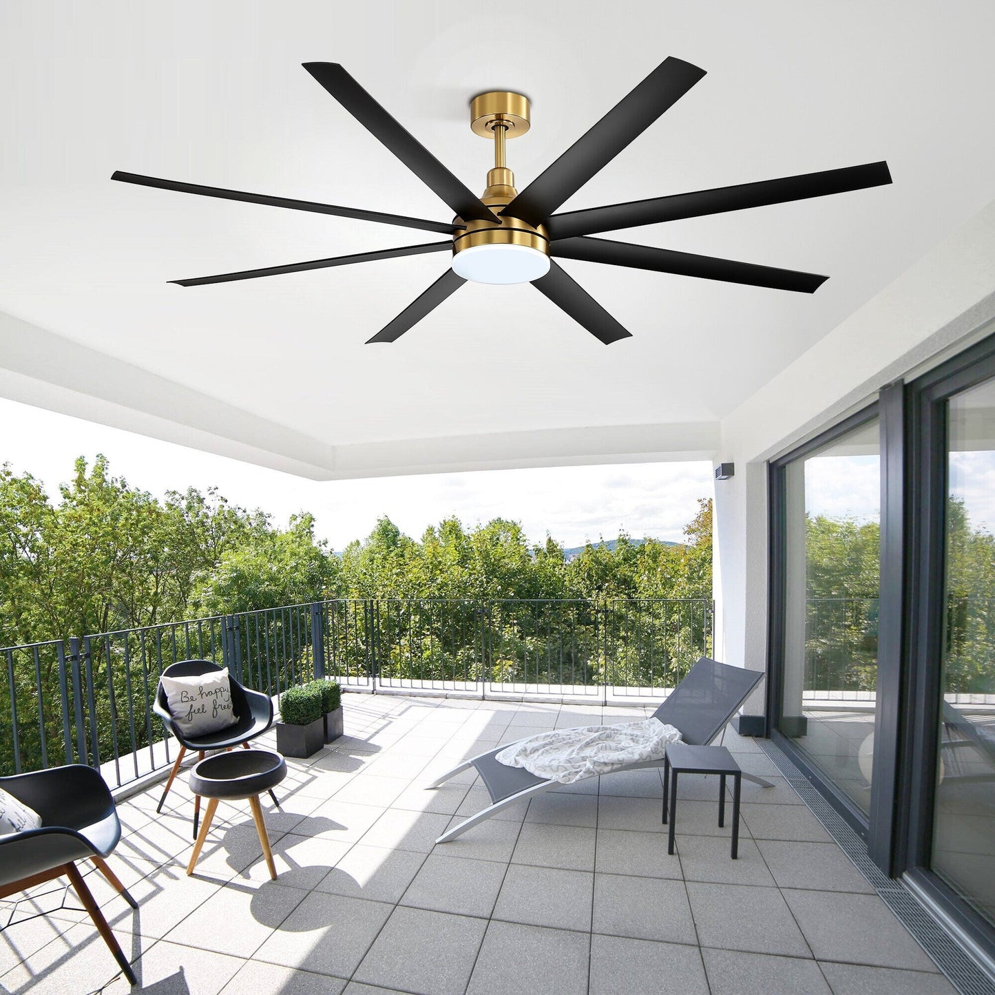 Grand ventilateur de plafond de 72 pouces avec télécommande et éclairage LED - 8 pales