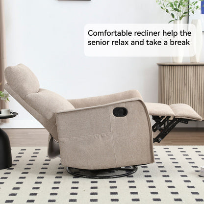 Fauteuil inclinable manuel à 8 points de massage, fauteuil à bascule pivotant en tissu, fauteuil simple avec bascule et chauffage lombaire