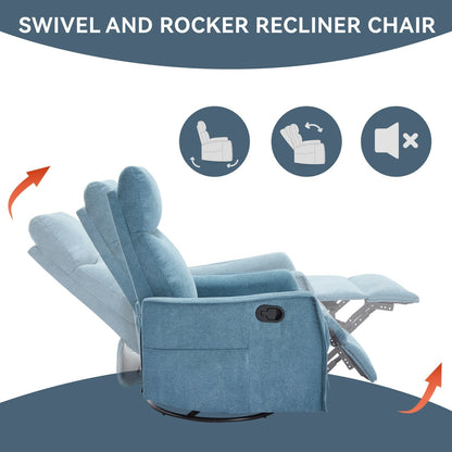 Fauteuil inclinable manuel à 8 points de massage, fauteuil à bascule pivotant en tissu, fauteuil simple avec bascule et chauffage lombaire